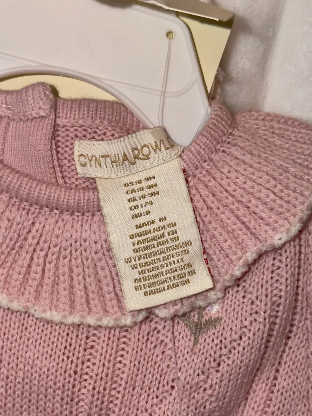 Cynthia Rowley Soft Pink Knit Baby Dress with Ruffle Neck